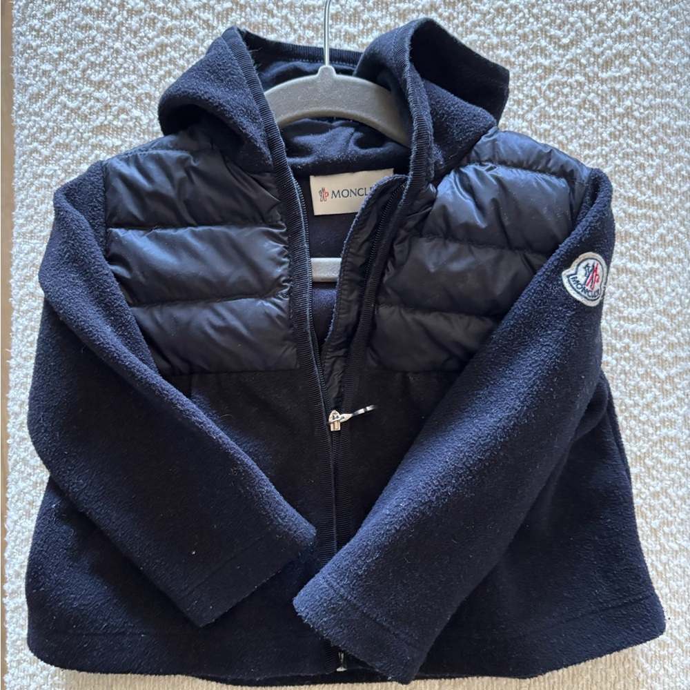 Moncler Navy Quilted Hooded Coat